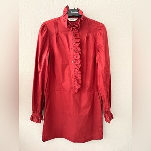 Joie Crimson Long Sleeve Dress with Lace Detail